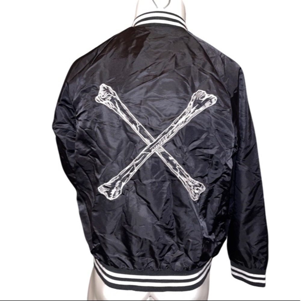 Jaywalker Bomber Vintage Style Jacket : Black & White Crossbones : Medium